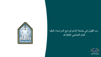 بدء القبول في جامعة الإمام لبرامج الدراسات العليا للعام الجامعي 1445هـ